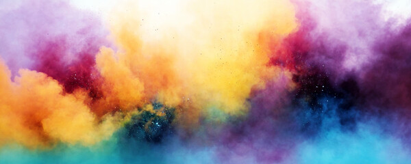 Multicolored smoke on a white background.