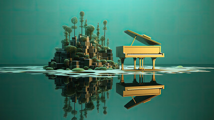Classic piano on water