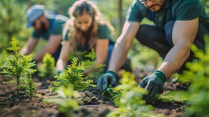 Community Green Efforts: Hands-on Sustainability. Concept Eco-friendly Initiatives, Sustainable Practices, Green Living, Environmental Impact, Climate Change Mitigation