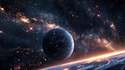 planet Earth in galaxy space, abstract astrological background. - Powered by Adobe