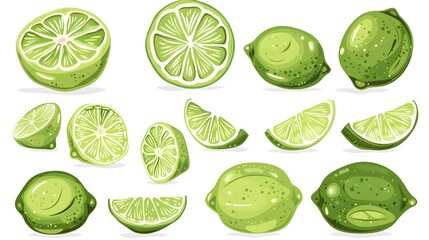 Set of delicious limes cut out 