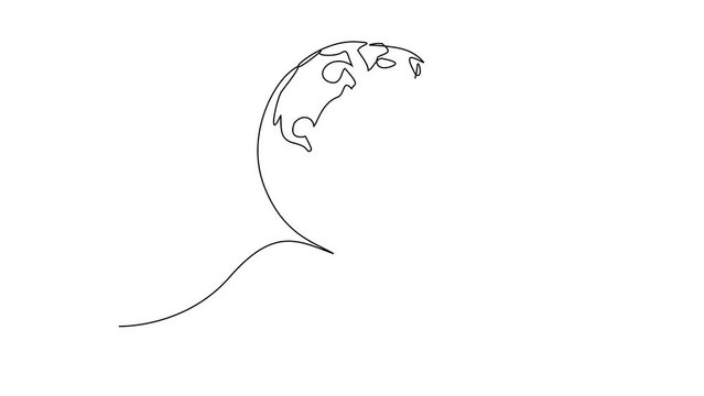 World on hand Self drawing line animation continuous line art.