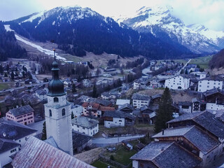 Fototapeta na wymiar A beautiful aerial view of town at Interlaken valley, Switzerland. 