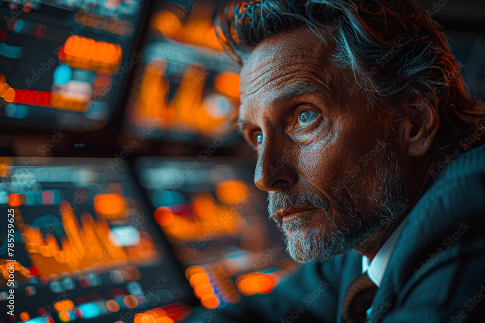 Poster a fixed-income trader executing bond trades on a trading floor, navigating interest rate fluctuation