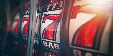 slot machines winning Three sevens Generative AI - obrazy, fototapety, plakaty