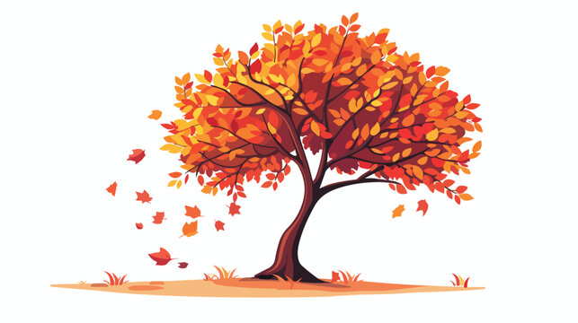 Autumn fall tree wood season image icon vector flat vector