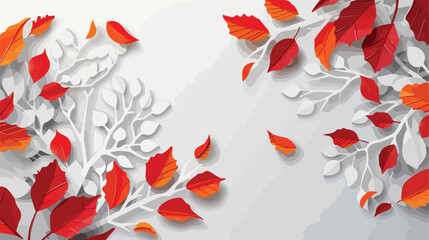 Autumn paper cut background. Fall origami art style 