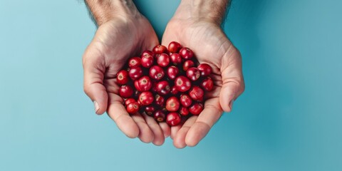 coffee beans in palms Generative AI