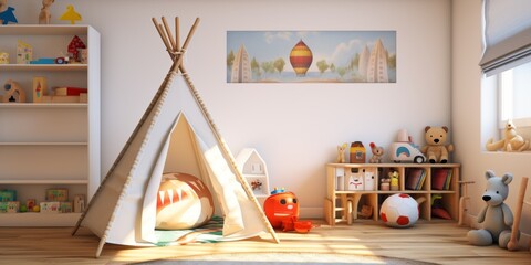 Obraz na płótnie Canvas children's room with toy tents Generative AI