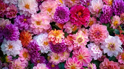 Pink and violet floral background, summer and fall fresh flowers wall
