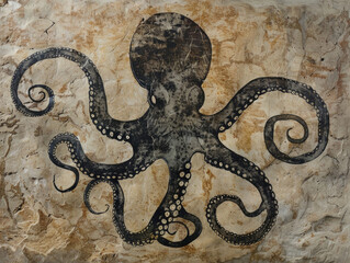 Stone Age cave painting octopus
