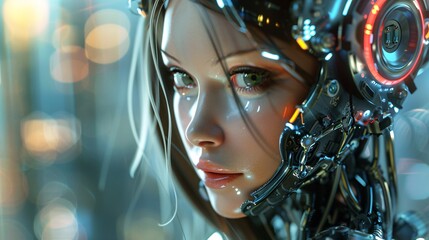 digital futuristic portrait of  female robot