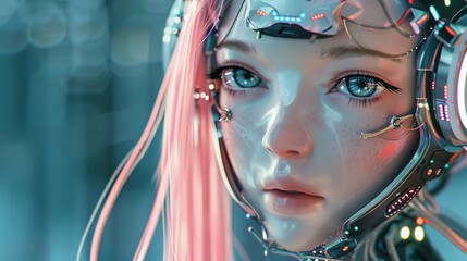 digital futuristic portrait of  female robot