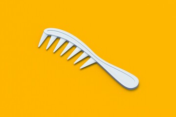 One comb for hair or beard on orange background. Plastic hair brush. Barbershop accessory. Barber equipment. 3d render