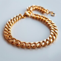 Obraz premium Close up on a desperate sale of a gold necklace, high emotional intensity, white isolate background, space for text--ar 16:9