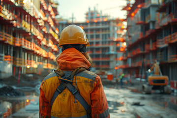 A critical safety protocol being followed in a construction site, emphasizing the importance of workplace safety. Concept of occupational health and safety. Generative Ai.