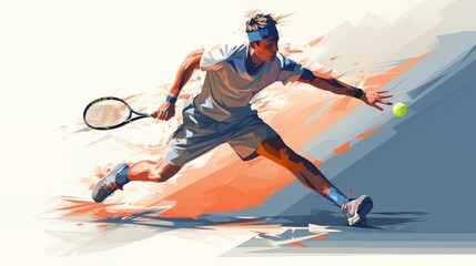 Vector style Illustration of a tennis player in action.