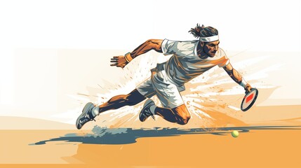 Fototapeta na wymiar Vector style Illustration of a tennis player in action.