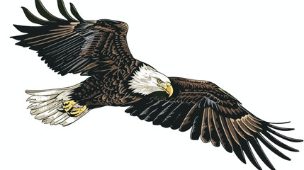 Bald eagle flying. Vector vintage Engraving drawing 