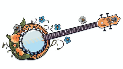 Banjo doodle Vector illustration isolated on white background - obrazy, fototapety, plakaty
