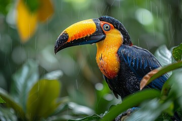 Naklejka premium High-definition photograph capturing the striking details of a toucan