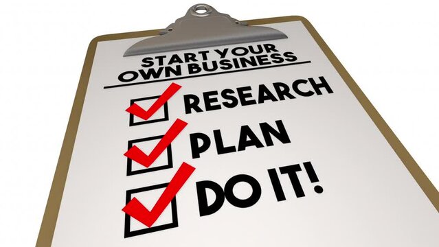 Start Your Own Business Checklist Entrepreneur To Do Check Mark Boxes 3d Animation