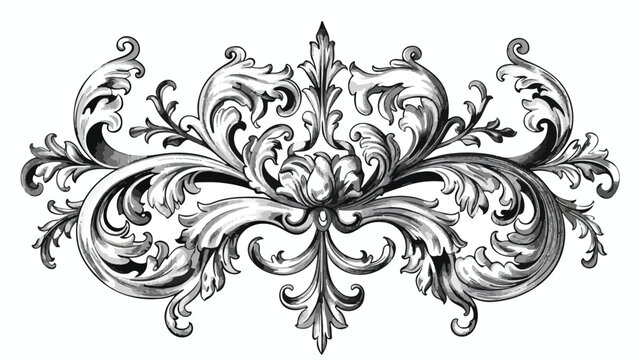 Baroque ornament with filigree in vector 