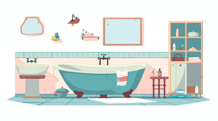 Fototapeta na wymiar Bathroom interior. flat vector isolated on white background