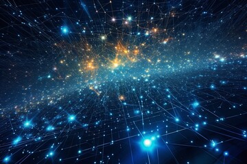 Intricate Web of Fiber Optic Cables Transmitting Data Signals	