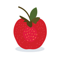 Unique shape strawberry vector illustration, weird shape berry icon, isolated on white background