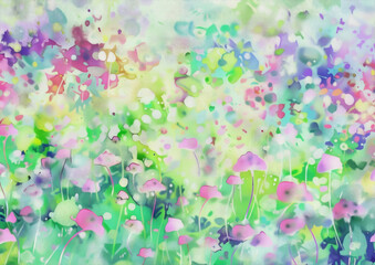 abstract vivid flowers meadow oilpaint background