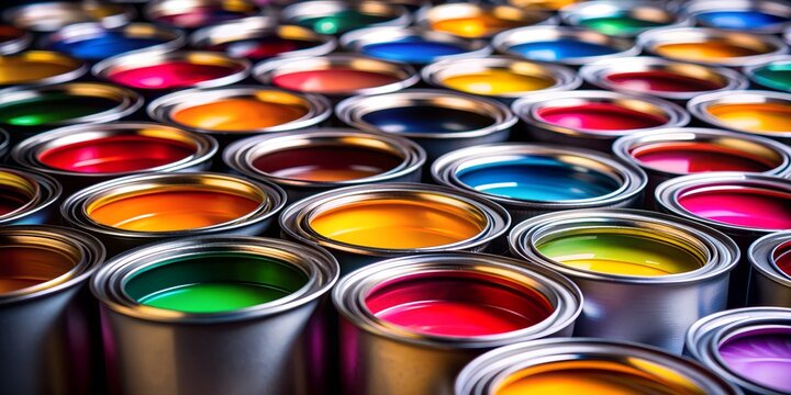 cans of paint isolated on black background