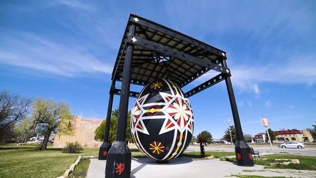 Sideways Pan Of World's Largest Czech Egg