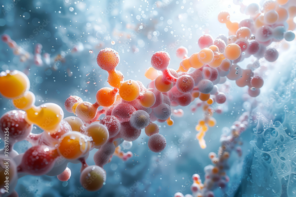 Poster a representation of the molecular structure of pathogens responsible for infectious diseases, highli
