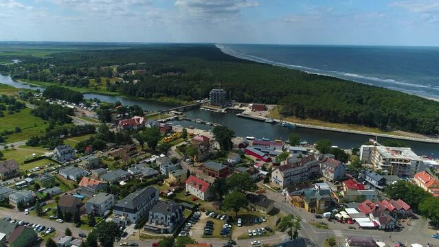 Panorama Port Of Mrzezyno Rzeka Rega Aerial View Poland