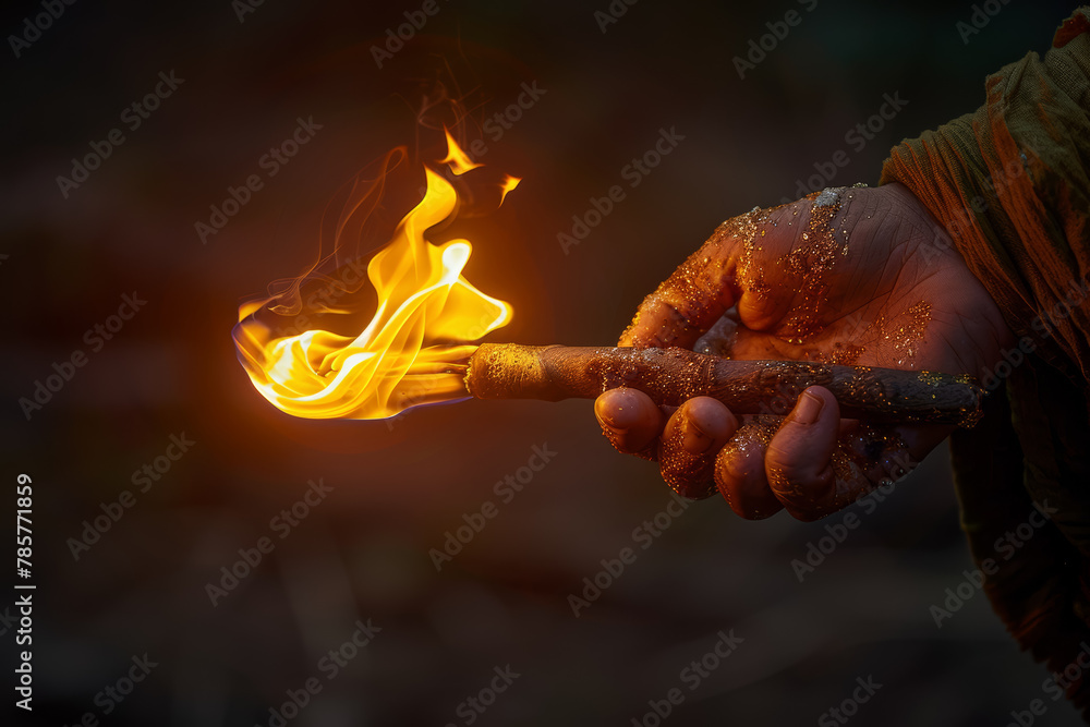 Poster a symbolic image of a torch being passed from one hand to another, signifying the continuity of know