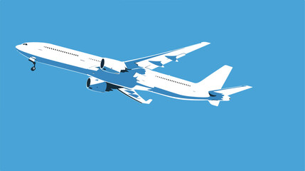 Fototapeta na wymiar Airplane taking off icon white isolated on blue background