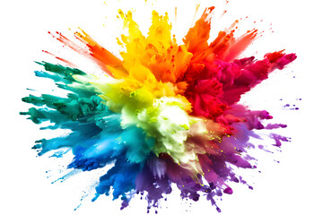 A vibrant rainbow color explosion on transparent background.