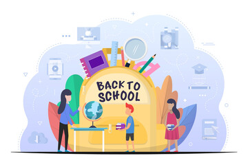 boy and girl going back to school vector illustration