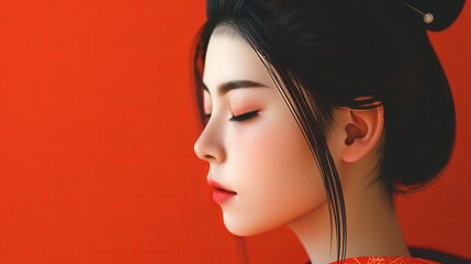 portrait of a Japanese traditional woman