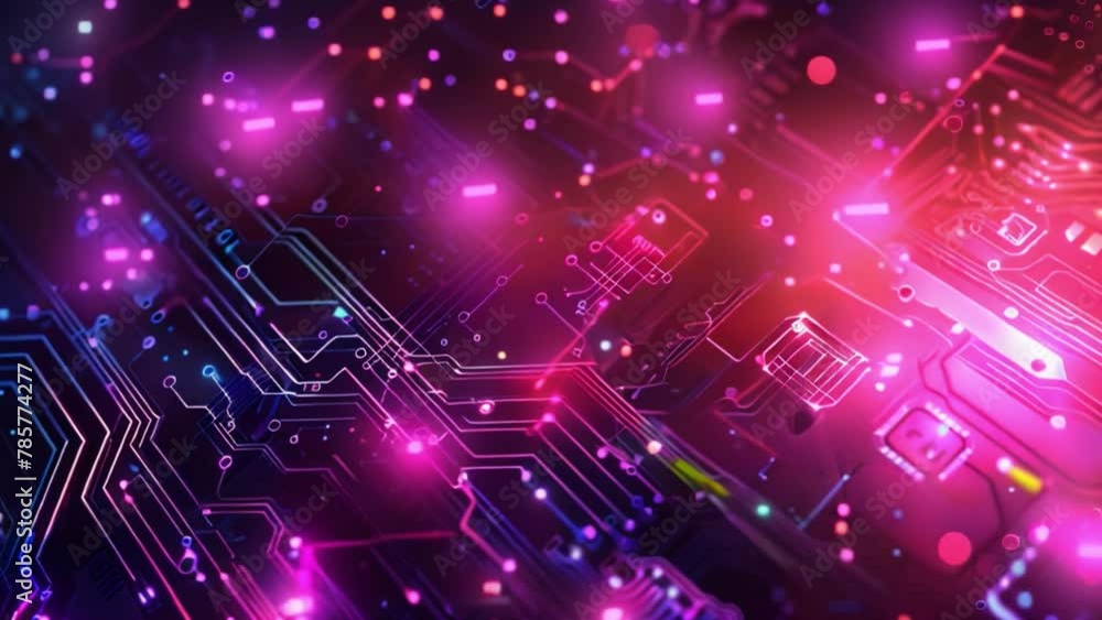 Aufkleber colorful lights on computer circuit board