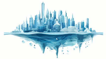 An underwater city where the buildings are made of ice