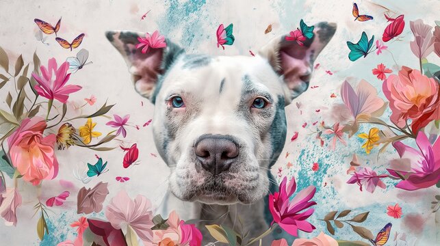pit bull dog collage art