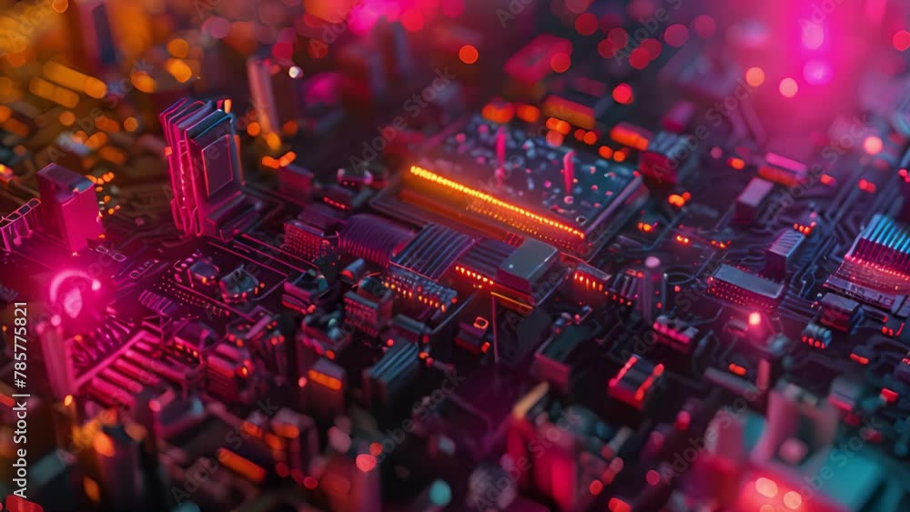 Poster Close Up View of a Computer Motherboard