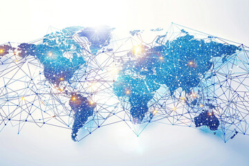 Global network connection. World map point and line composition concept of global business. Illustration over white backdrop.