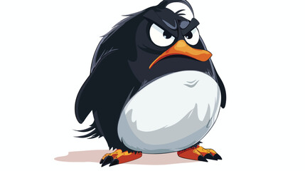 Angry Penguin Cartoon Mascot Character flat vector isolated