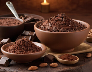 Chocolate and Cocoa Powder in a Bowl