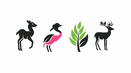 Animal themed logo design in bright black green 