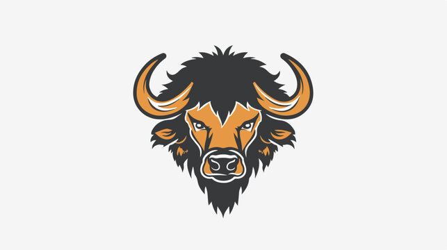 Animal Head Buffalo vector logo icon illustration