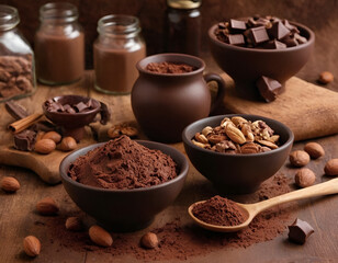 Chocolate and Cocoa Powder in a Bowl